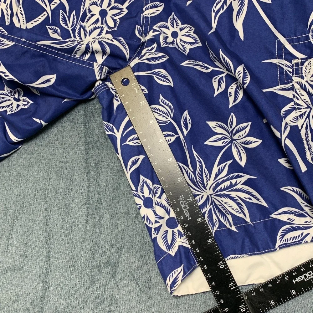 Polo Ralph Lauren Swim Trunks Shorts Mens M Blue Tropical Palm Print Mesh Lined